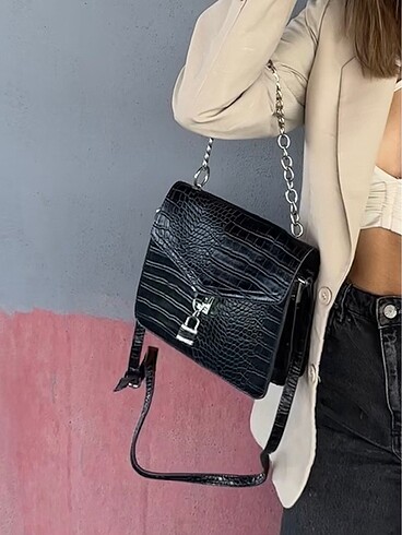 Stradivarius Croco Desenli Rugan Çanta