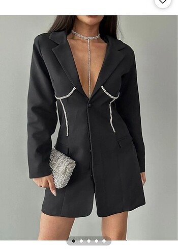 Taşlı Blazer Elbise