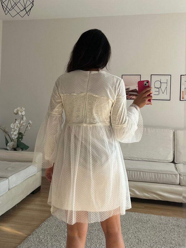 Astarlı dantelli tül elbise - Görsel 2