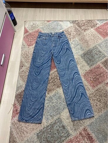 Dalga desenli İspanyol paça pantolon