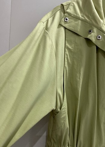 Yeşil Uzun Kadın Trençkot - Görsel 3