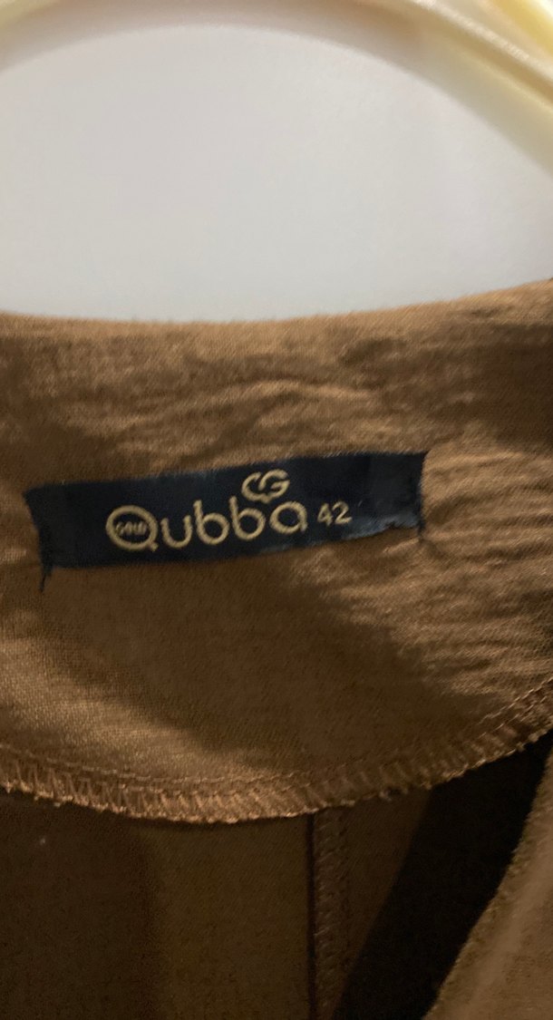 Düğmeli Kahverengi Uzun Keten Elbise - Görsel 3