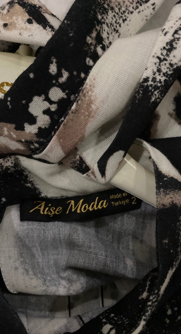 Uzun Kol Siyah Batik Desenli Elbise - Görsel 3