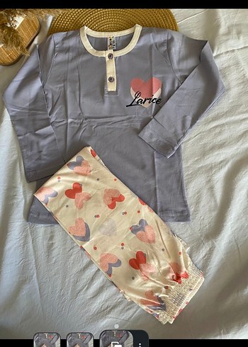Gri Uzun Kollu kız çocuk Pijama Takımı
