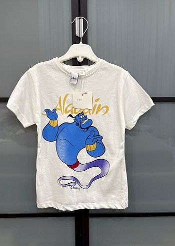 Erkek Çocuk Aladdin Baskılı Beyaz Tişört