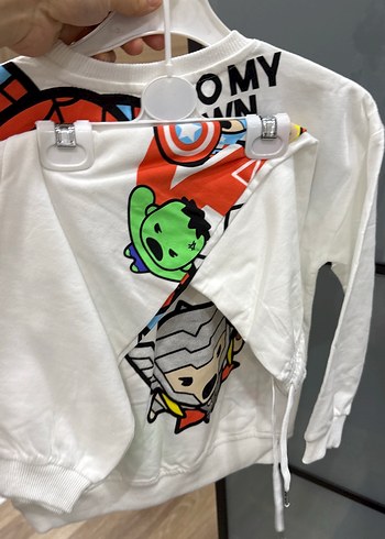 Zara Marvel Avengers Baskılı Beyaz Erkek Sweatshirt