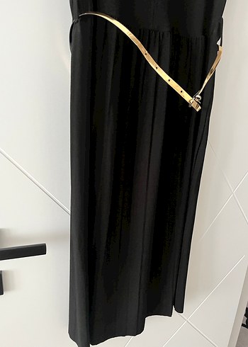Kadın Siyah Uzun Kemerli Elbise - Görsel 3
