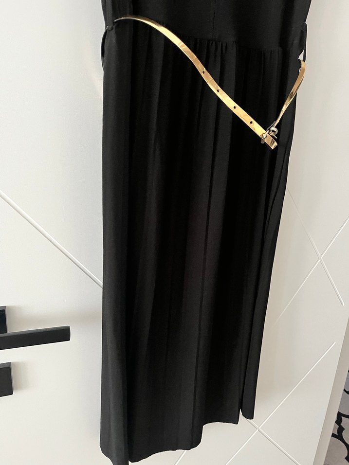 Kadın Siyah Uzun Kemerli Elbise - Görsel 3