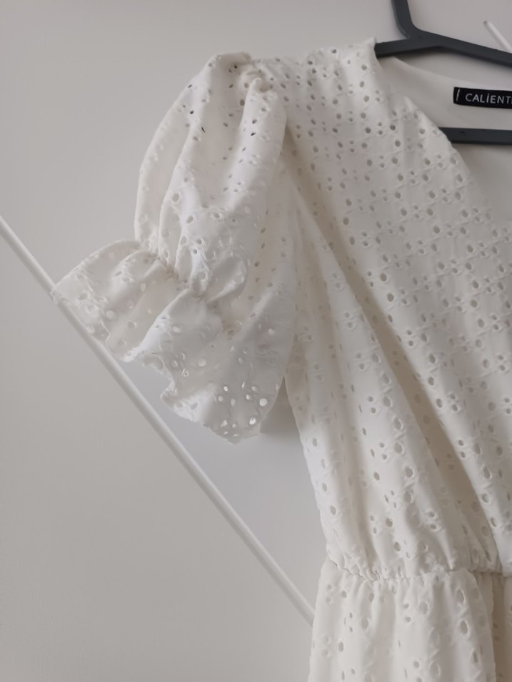 Pamuklu V Yaka Dantel Detaylı elbise - Görsel 4