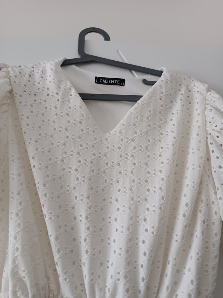 Pamuklu V Yaka Dantel Detaylı elbise - Görsel 3