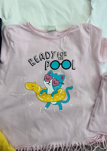 Pembe Baskılı Kız Tişörtü, Kısa Kollu, Pamuk - Görsel 3