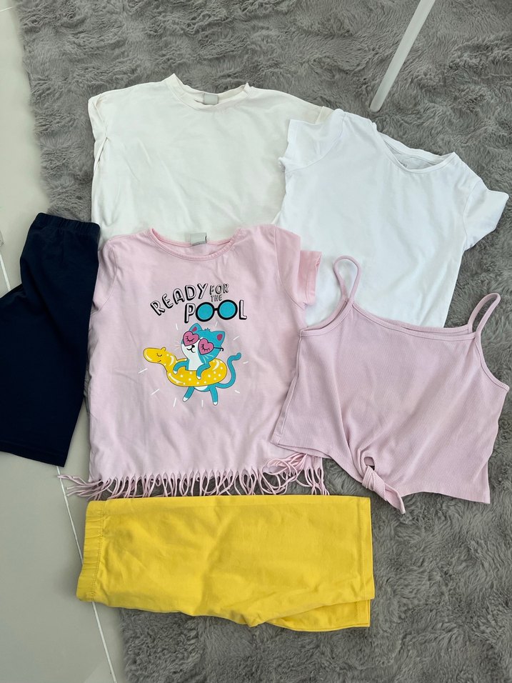 Pembe Baskılı Kız Tişörtü, Kısa Kollu, Pamuk - Görsel 2