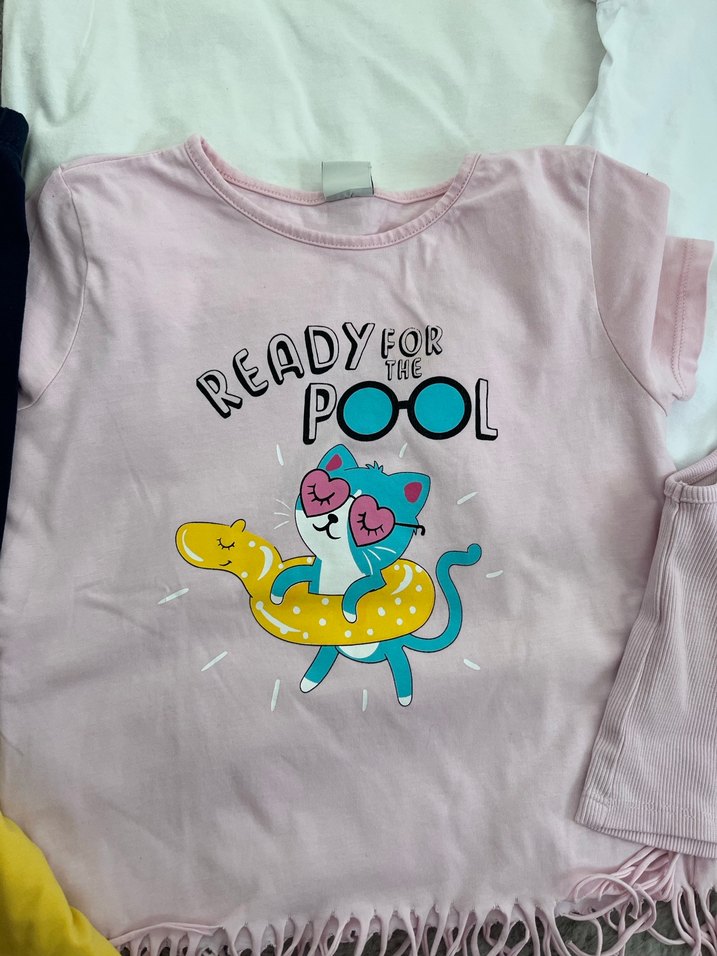 Pembe Baskılı Kız Tişörtü, Kısa Kollu, Pamuk - Görsel 3