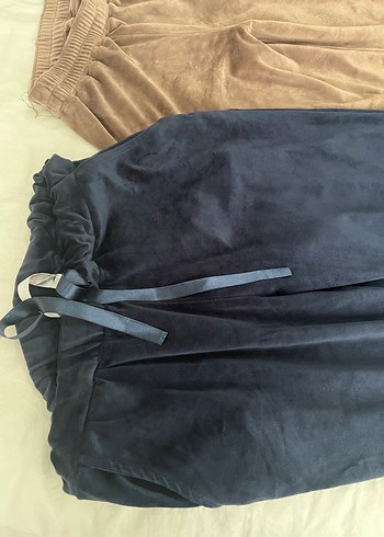 Kahverengi Süet Rahat Kesim Kadın Pantolon - Görsel 2