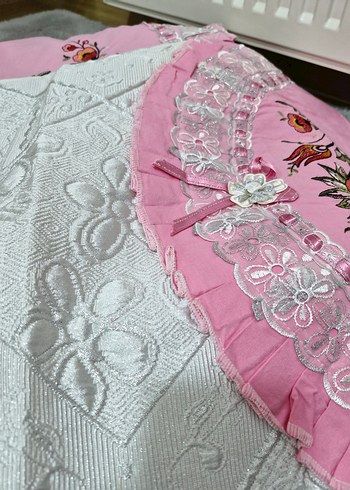 Nakışlı Pembe pike takımı - Görsel 2