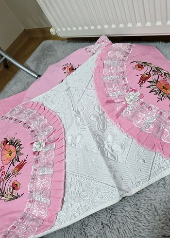 Nakışlı Pembe pike takımı - Görsel 3