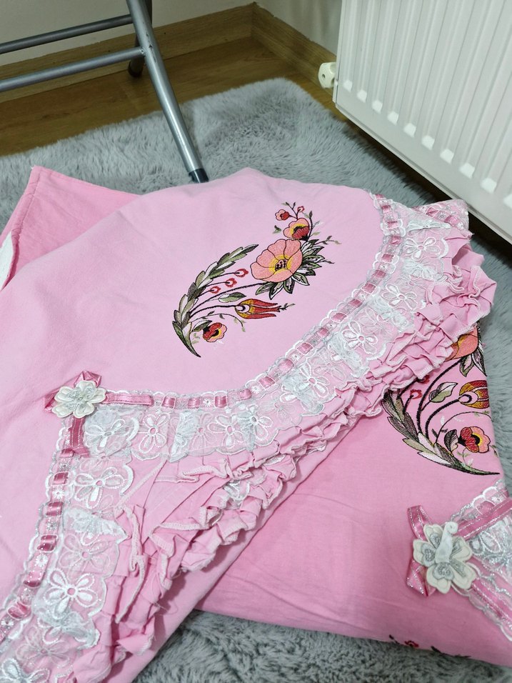 Nakışlı Pembe pike takımı - Görsel 4