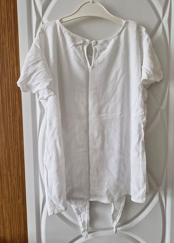 Beyaz Kadın Kısa Kollu Bluz - Görsel 2