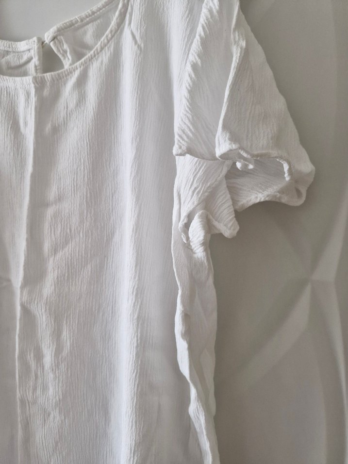 Beyaz Kadın Kısa Kollu Bluz - Görsel 3