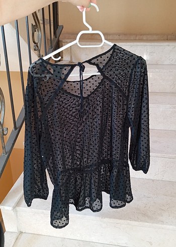 Trendyol & Milla Dantel Detaylı SiyahTransparan Bluz