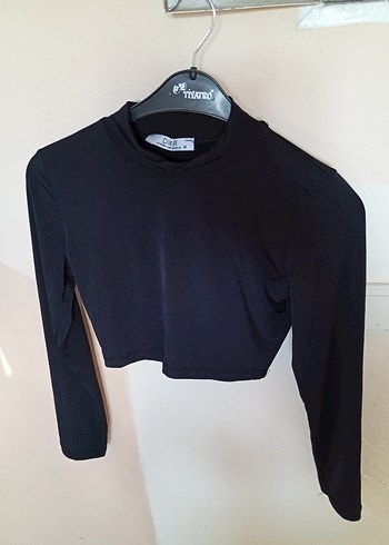 Siyah Uzun Kollu Crop Top