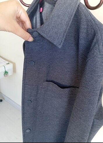 Gri kalın kumaşlı yeni Zara model gömlek