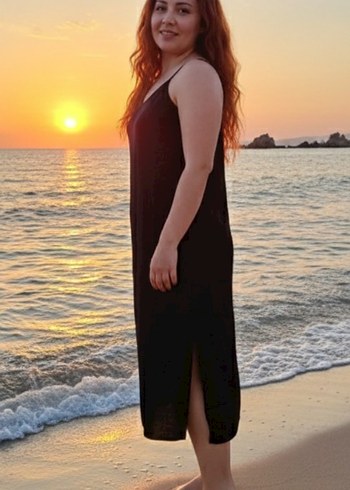 Siyah Askılı Uzun Salaş Kadın Elbise - Görsel 2