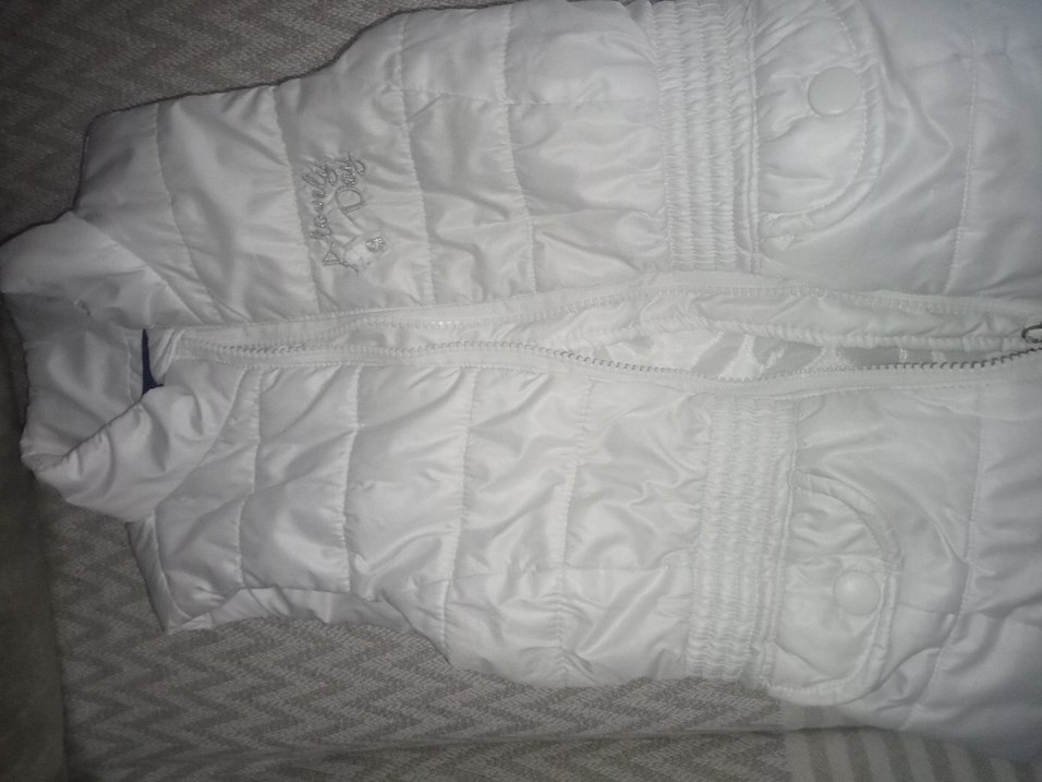 Kız Çocuk Beyaz Fermuarlı Yelek - Görsel 2