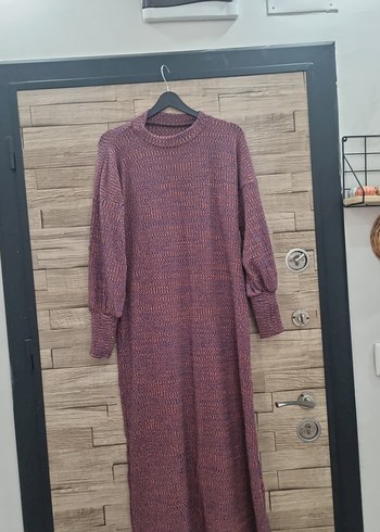 Bordo Bohem Uzun Triko Elbise