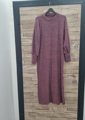 38 Beden Bordo Bohem Uzun Triko Elbise