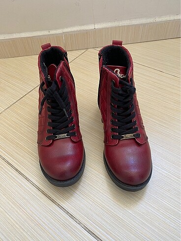 Bambu bordo kısa bot-içi polarlı (topuk 5cm)