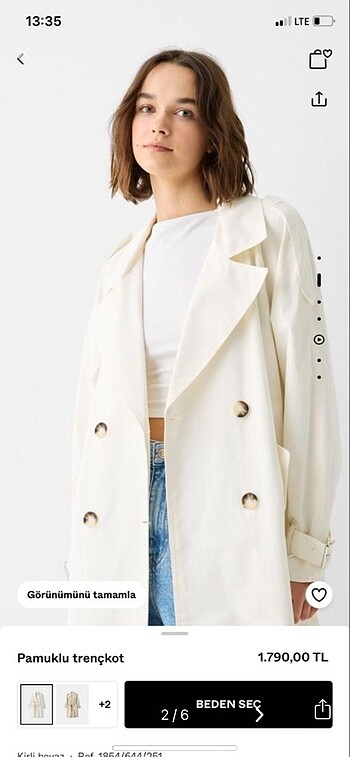 xs Beden Bershka trençkot pardösü