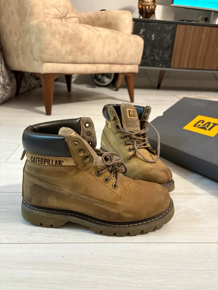 Caterpillar Kahverengi Deri erkek Bot - Görsel 2