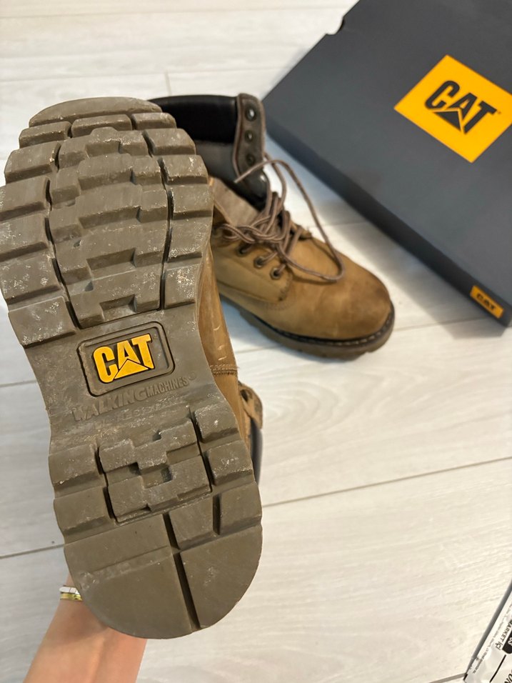 Caterpillar Kahverengi Deri erkek Bot - Görsel 5