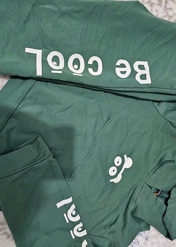 Erkek Çocuk Yeşil Baskılı Fermuarlı Sweatshirt