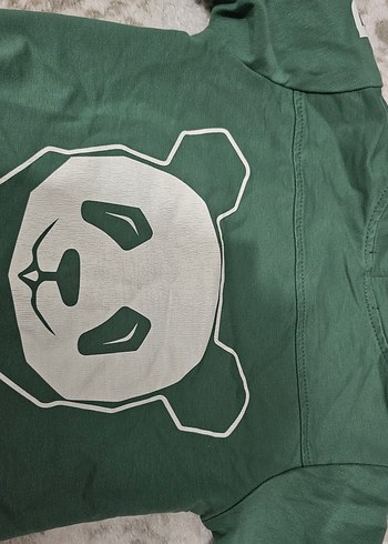 6 Yaş Beden Erkek Çocuk Yeşil Baskılı Fermuarlı Sweatshirt