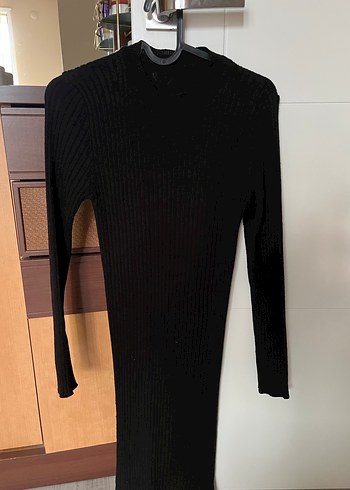 Siyah Kadın Midi Triko Elbise - Görsel 2