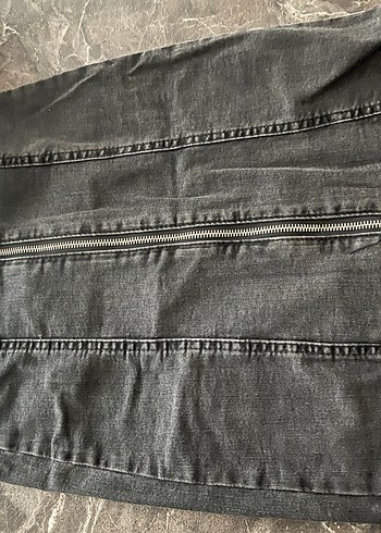 Füme siyahımsı kadın kot etek - Görsel 3