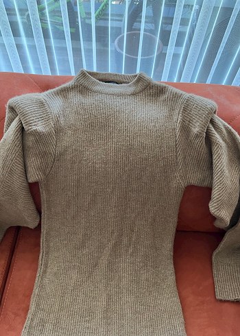 Bej Yüksek Yakalı Triko Elbise - Görsel 6