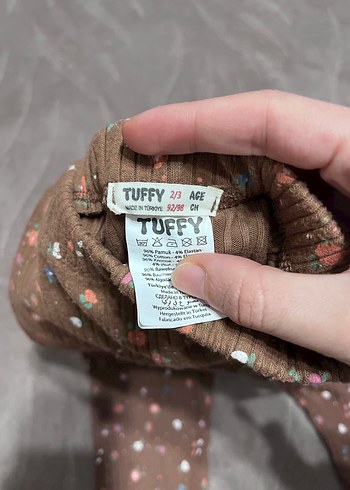 Kız Çocuk Kahverengi Çiçekli Triko Tayt - Görsel 2