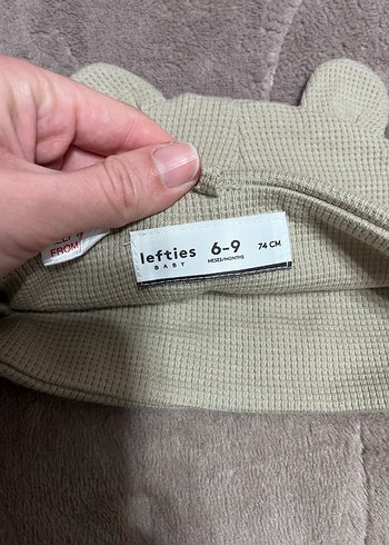 lefties bej rengi Unisex bebek Örgü Bere Kulaklı - Görsel 2