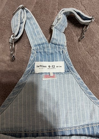 Lefties Unisex bebek Kot Askılı Şort Tulum - Görsel 2