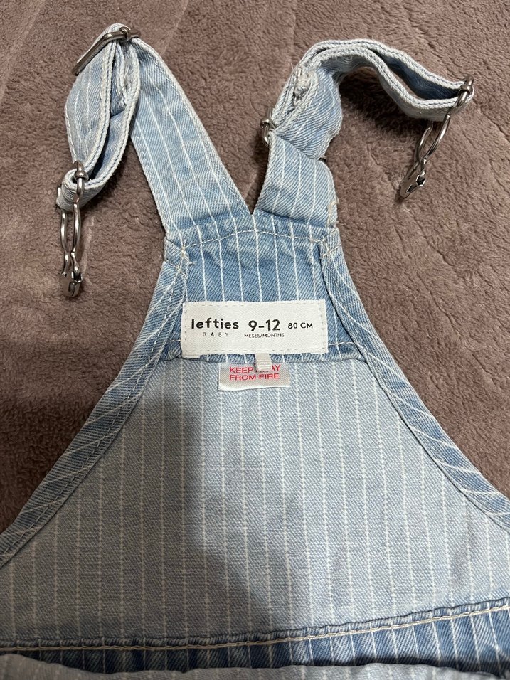 Lefties Unisex bebek Kot Askılı Şort Tulum - Görsel 2