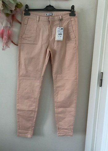 Pull bear sıfır yazlık pantolon pudra 38 Kadın Pantolon