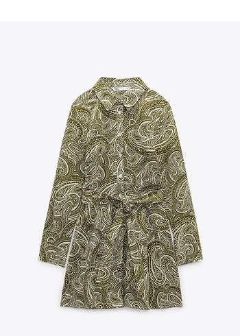 Zara Desenli Bohem Mini Elbise - Görsel 3