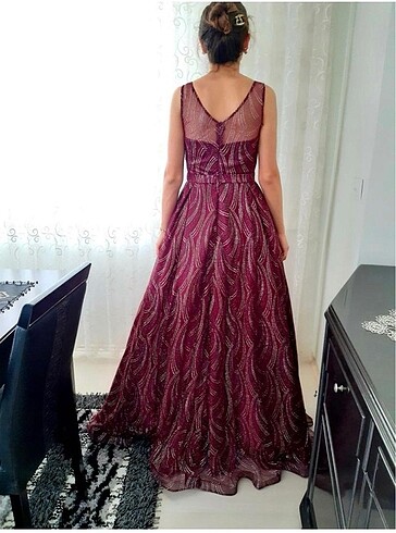36 Beden bordo Renk Nişan elbisesi