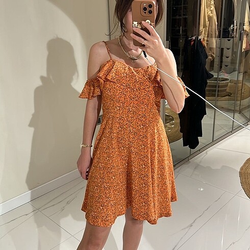 Quzu Turuncu Elbise - Görsel 7