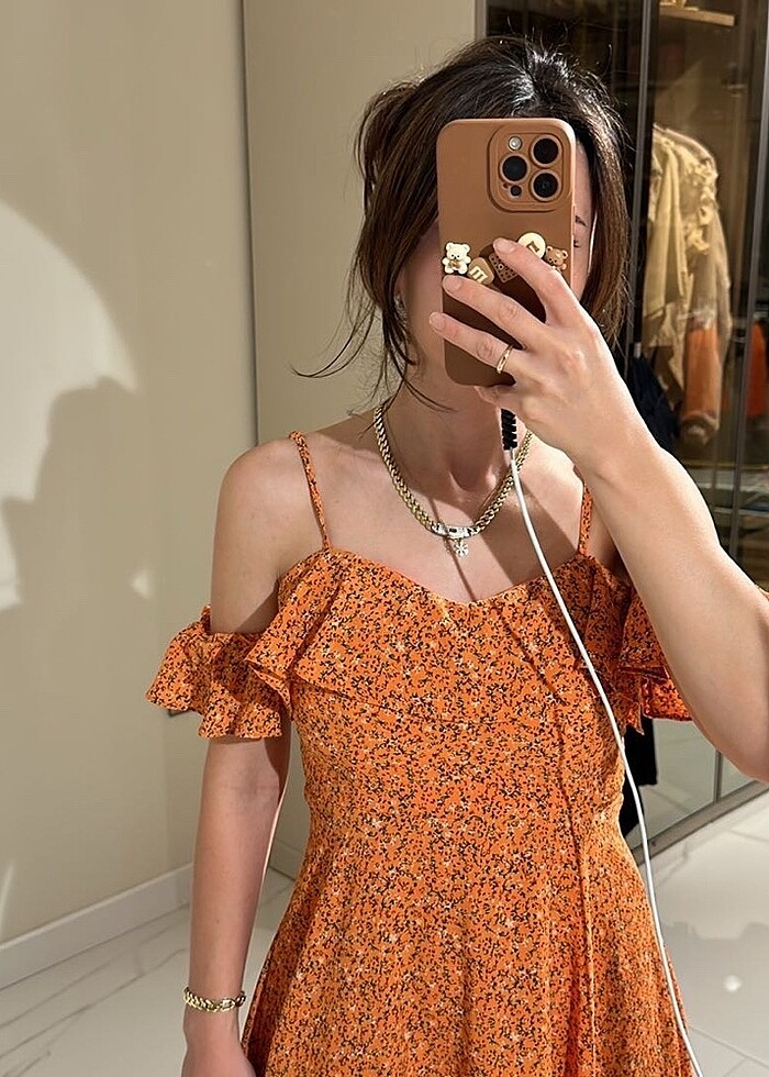 Quzu Turuncu Elbise - Görsel 3