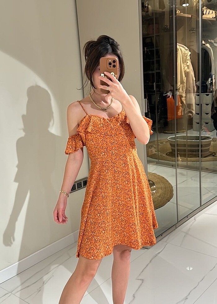 Quzu Turuncu Elbise - Görsel 2