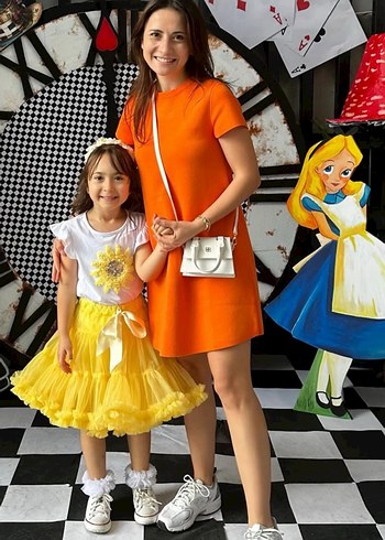 Zara Turuncu Kısa Kollu Mini Elbise - Görsel 2